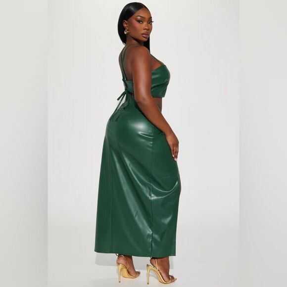 NWT Shelley Faux Leather Skirt Set - Hunter - Picture 3 of 4